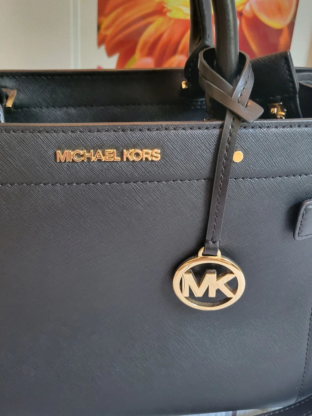 MICHAEL KORS Rayne  Medium Saffiano Leather Tote in Black